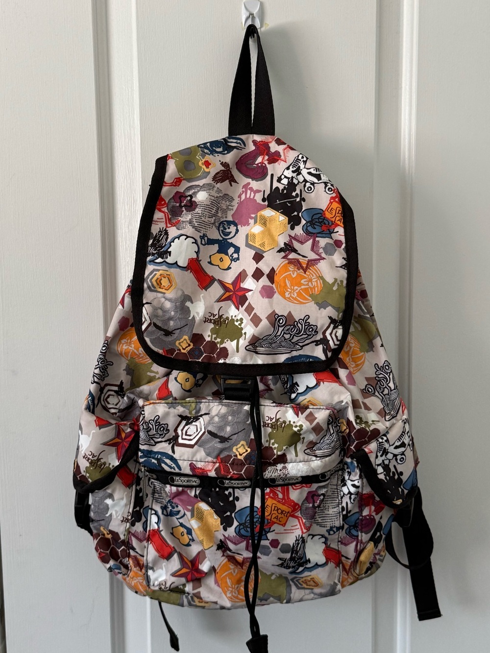 Lesportsac rare graffiti print y2K drawstring backpack